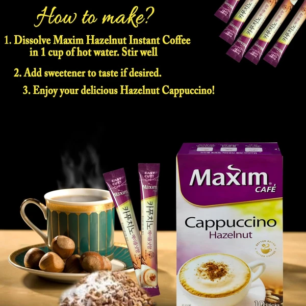 Maxim Cafe Cappuccino Hazelnut Coffee Mix 10T