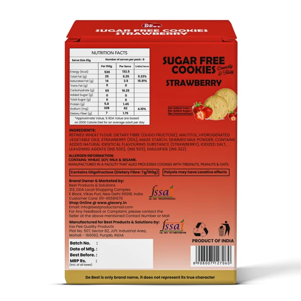 De Best Sugar Free Strawberry Cookies 200g