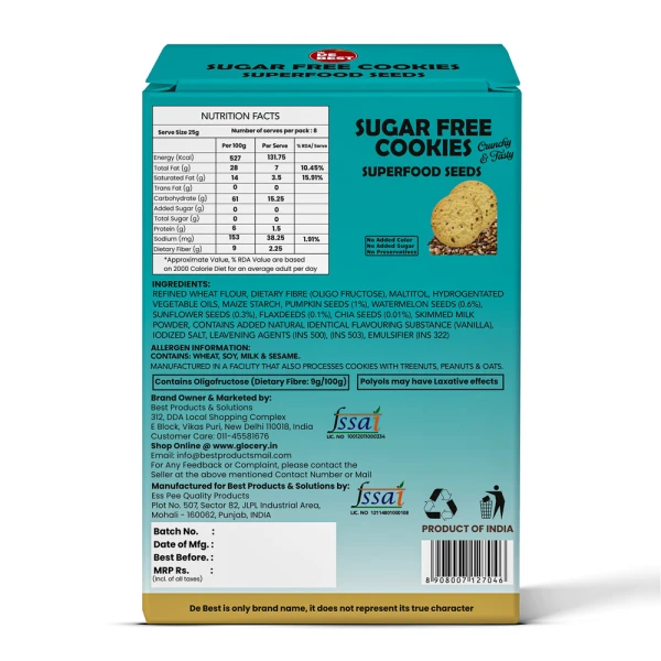 De Best Sugar Free SuperFood Seeds Cookies 200g
