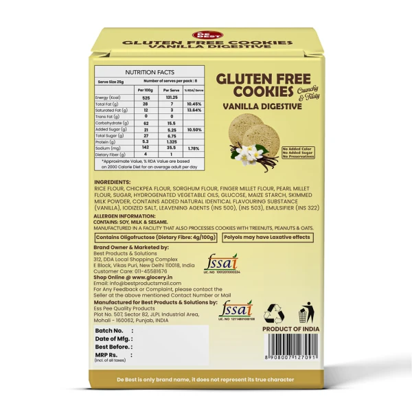 Gluten Free Vanilla Digestive Cookies 200g