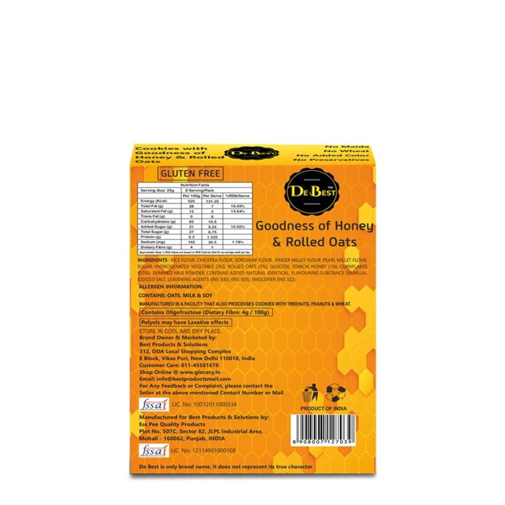 Honey & Rolled Oats Sugar Free Cookies 200g