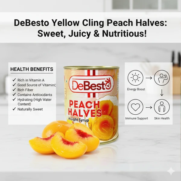 De Besto Yellow Cling Peach Halves 850g