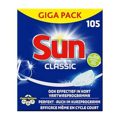 SUN Dishwasher Classic 105 Tabs - Makes Utensils Shiny & Clean