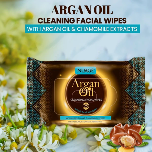 Argan Oil Cleansing Facial Wipes 25pk