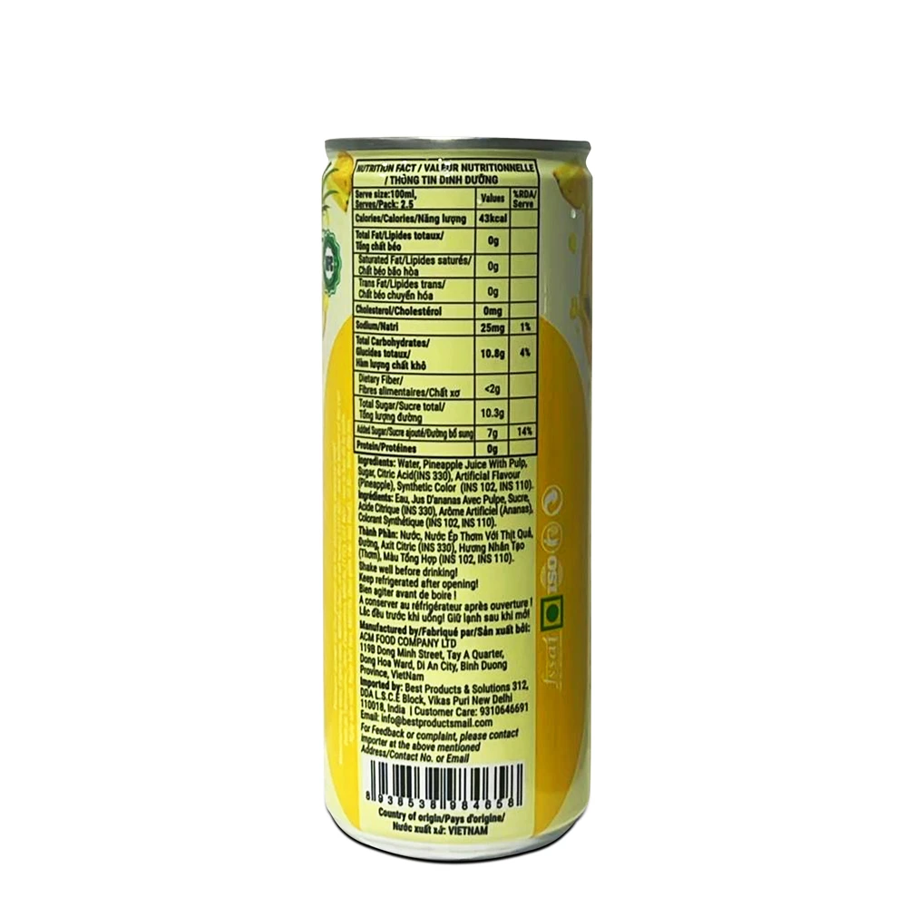 Pineapple Fruit Juice with Pulp 250ml