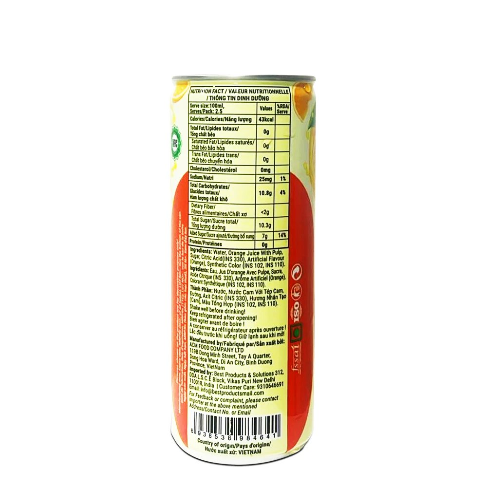 Orange Fruit Juice with Pulp 250ml