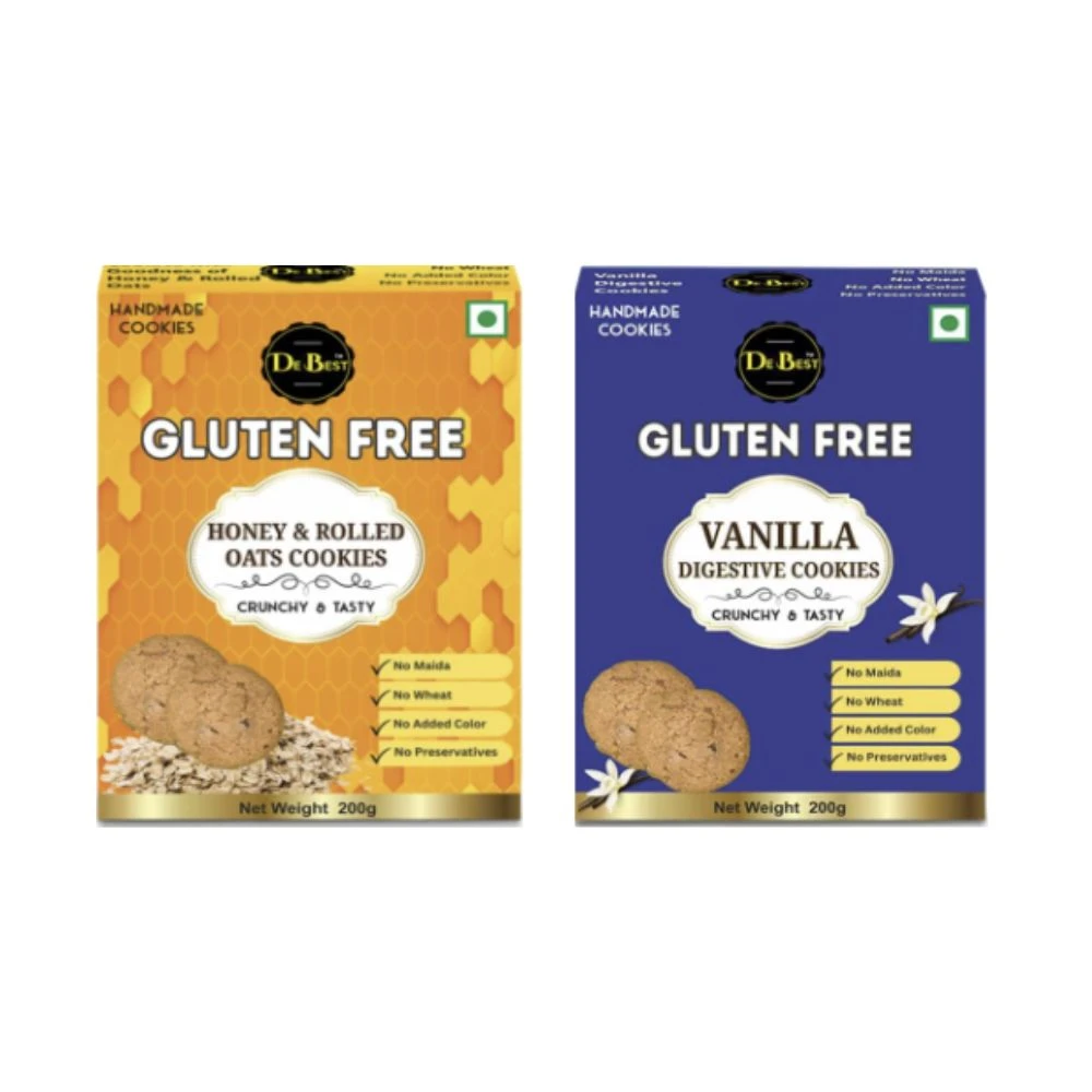 Gluten Free Vanilla Digestive And Honey & Rolled Oats Cookies (Pack of 2 )