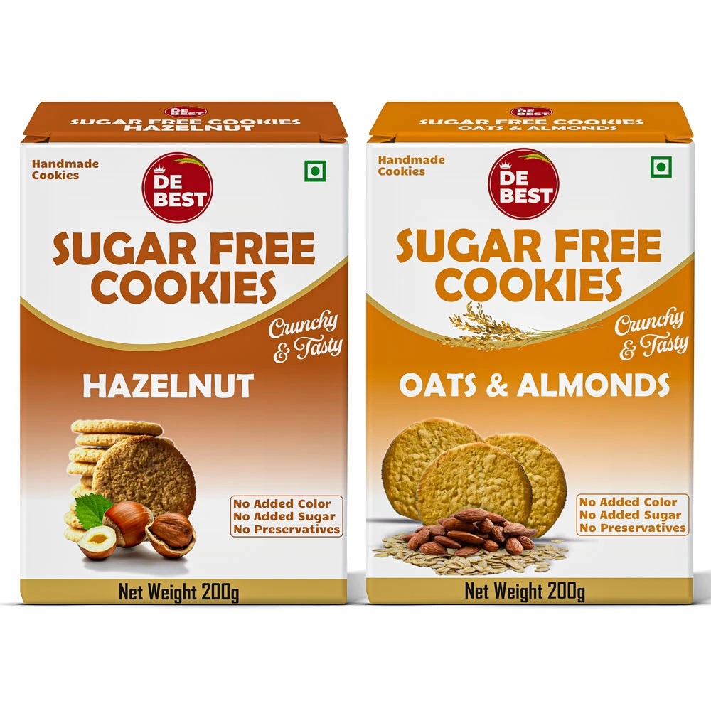 De Best Sugar Free Hazelnut And Oats & Almonds Cookies (Pack of 2)