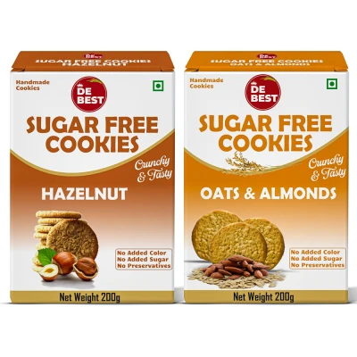 De Best Sugar Free Hazelnut And Oats & Almonds Cookies (Pack of 2)