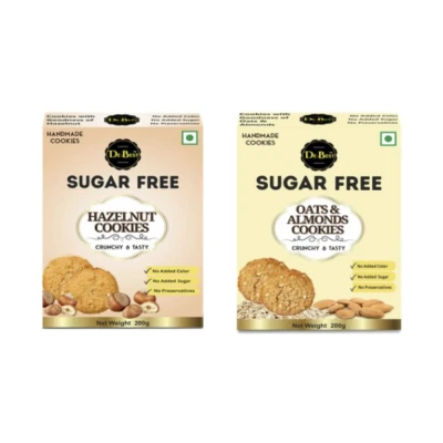 Sugar Free Hazelnut And Oats & Almonds Cookies (Pack of 2)