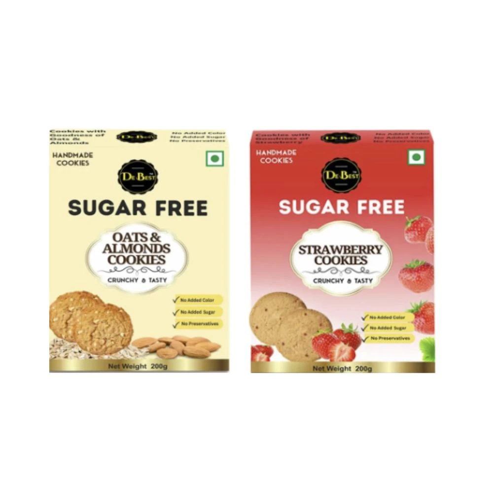 Sugar Free Oats & Almonds And Strawberry Cookies (Pack of 2)