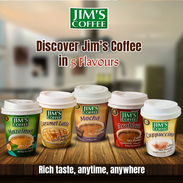 Jim's Instant Cup Coffee Caramel Latte 30g (Pack of 2)