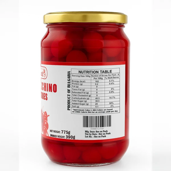 Maraschino Cocktail Cherries With Stem 775g