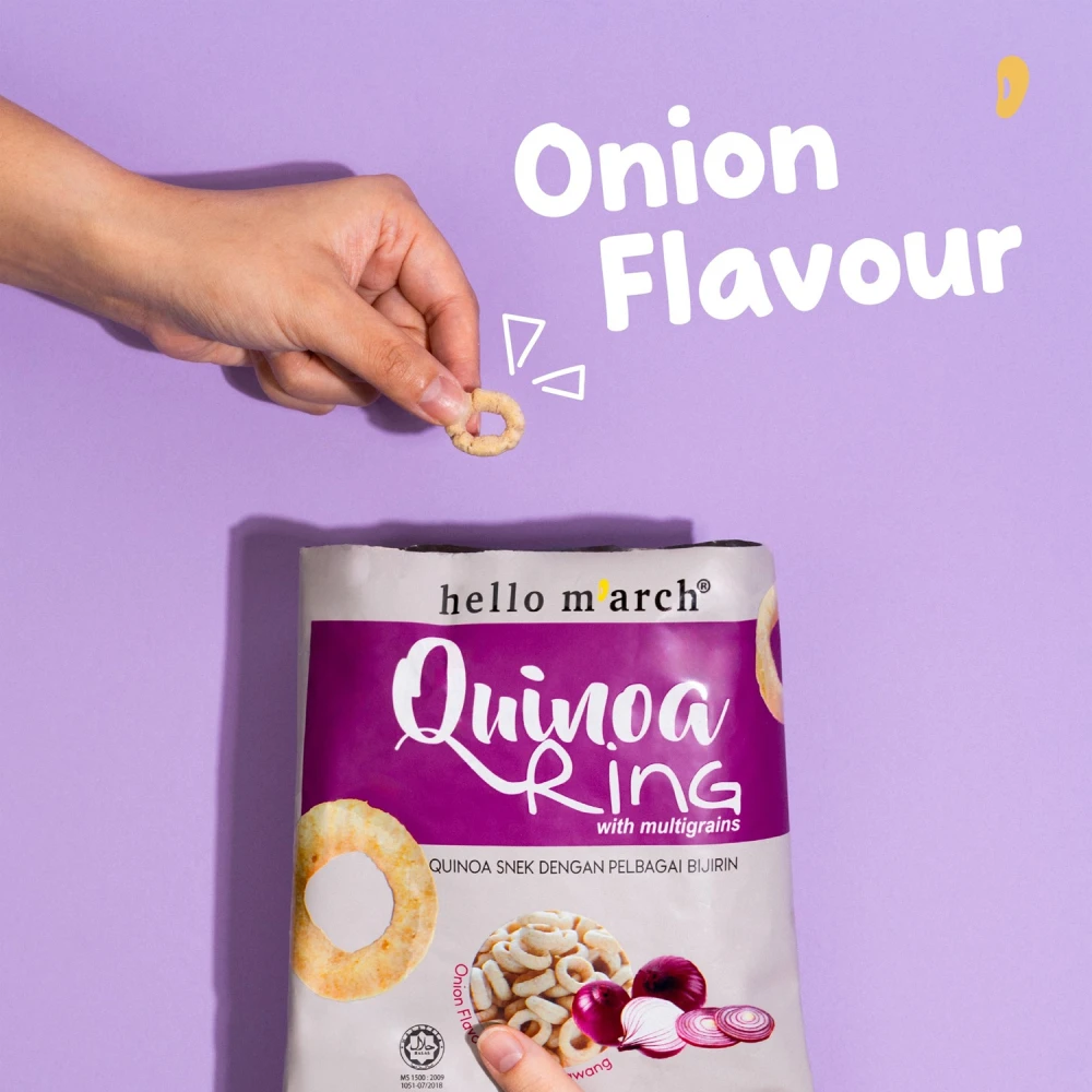 Hello M'arch Quinoa Ring Snacks Onion 30g