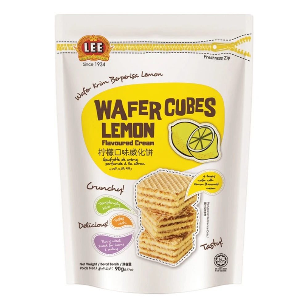 Lee Lemon Flavoured Cream Wafer Cubes 90g