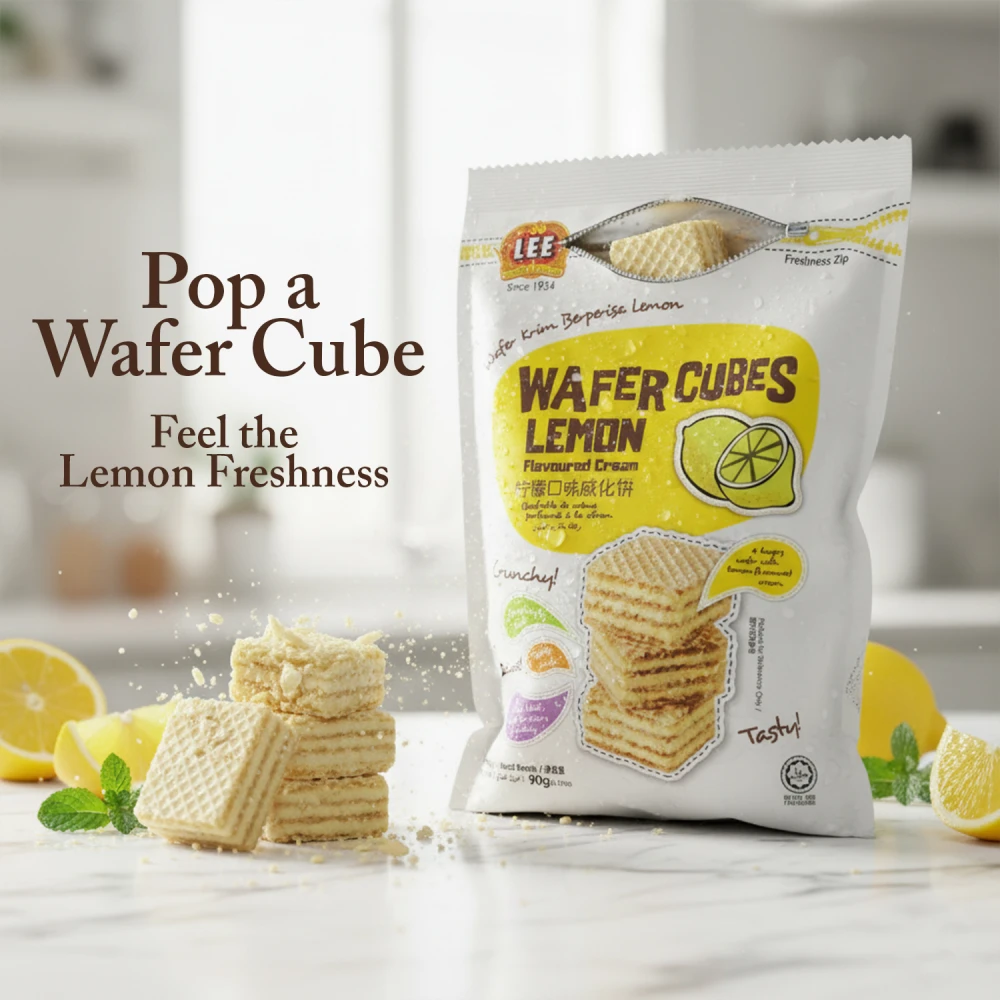 Lee Lemon Flavoured Cream Wafer Cubes 90g