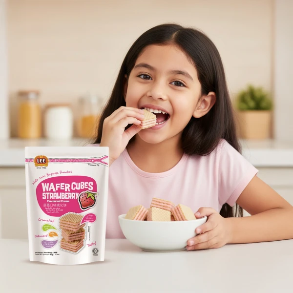 Lee Strawberry Flavoured Cream Wafer Cubes 90g